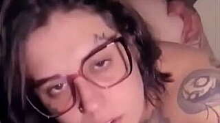 Geek lass in spectacles fucking in from behind