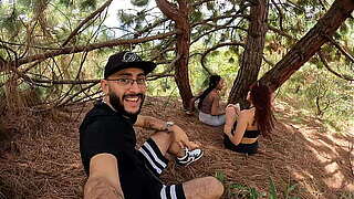 I go beyond the sea to task with my 2 fellows and we finish up having a three-some outdoors