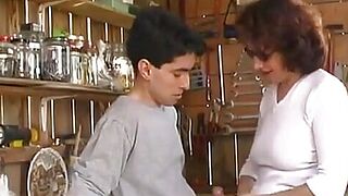 Unshaved Older Cougar Receives Group-fucked and Facialized by the Youthful Grower and Papy