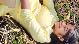 Nice Yellow Costume Young lady Fucking in Fields with Great Knob