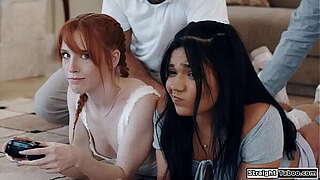 Stepdads rim and anal fuck their diminutive boyish man stepdaughters
