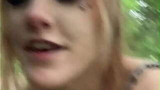 We got caught in the wood in as much as this babe begged for n speech cock